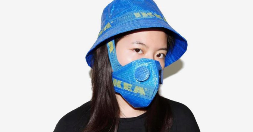 The famous IKEA bag was turned into a protective mask